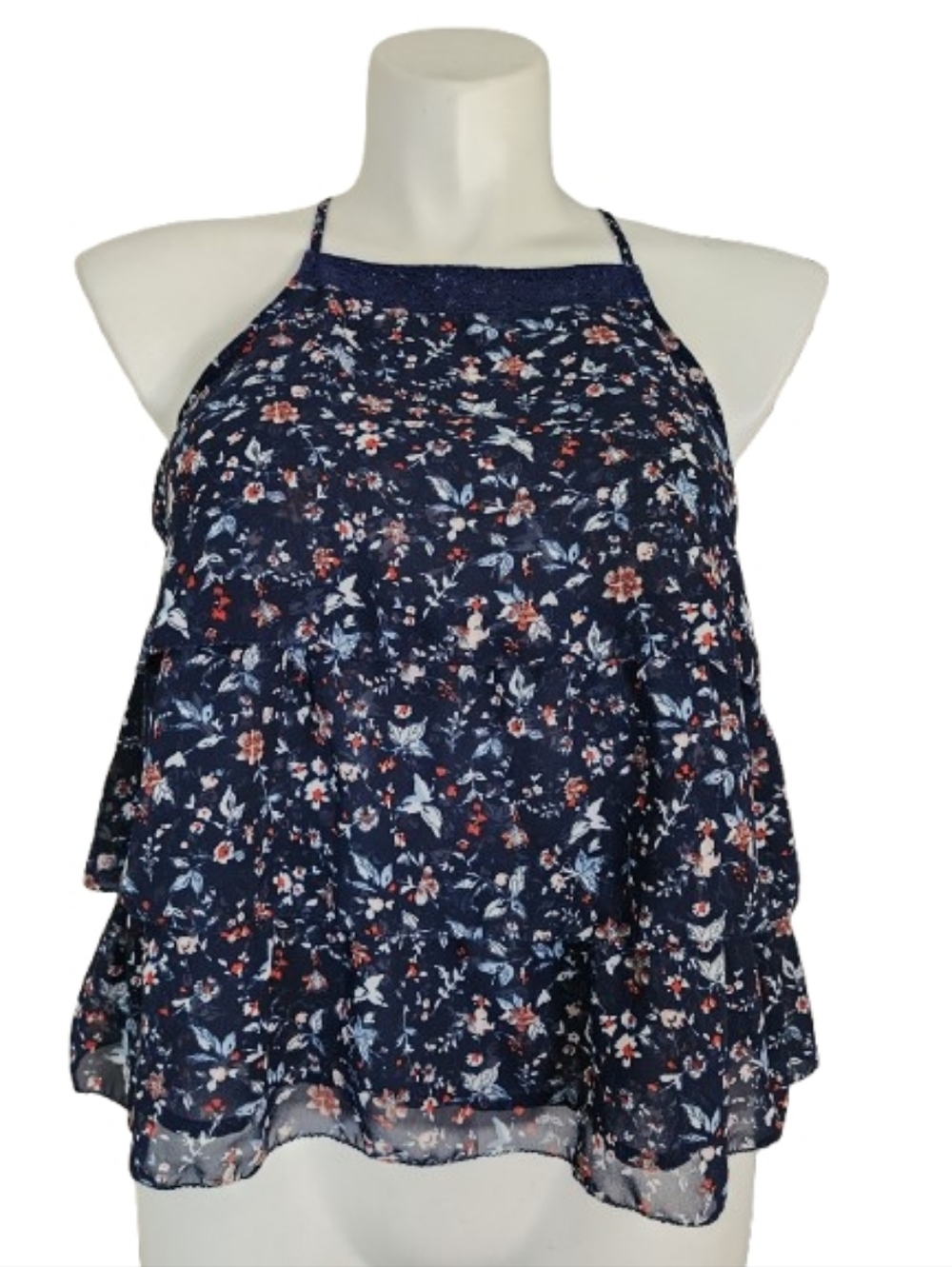 Abercrombie & Fitch Sleeveless Top Women's L Navy Blue Floral